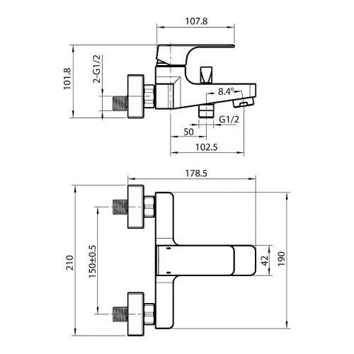 Смеситель для ванны Koller Pool Neon Cube NC0100 Хром латунь на стену