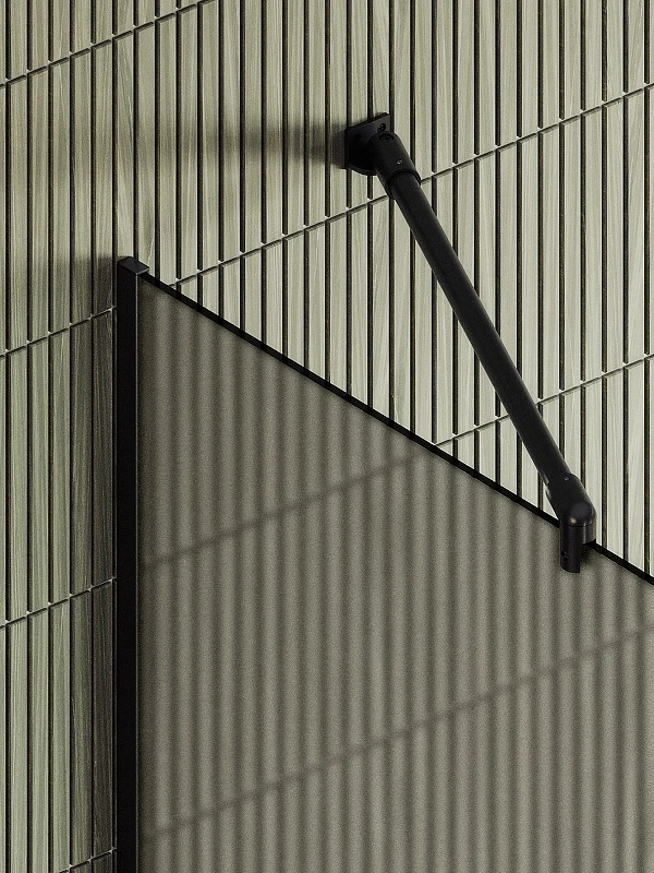 Душевая перегородка Maybah Glass MGD-734-6у 890x1950 в узком профиле Черный стекло бронзовое матовое