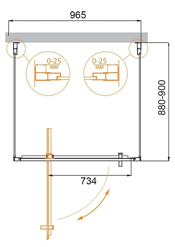 Душевой уголок Cezares Molveno 100x90 MOLVENO-BA2-100/90-C-Cr-IV профиль цвет Хром стекло прозрачное