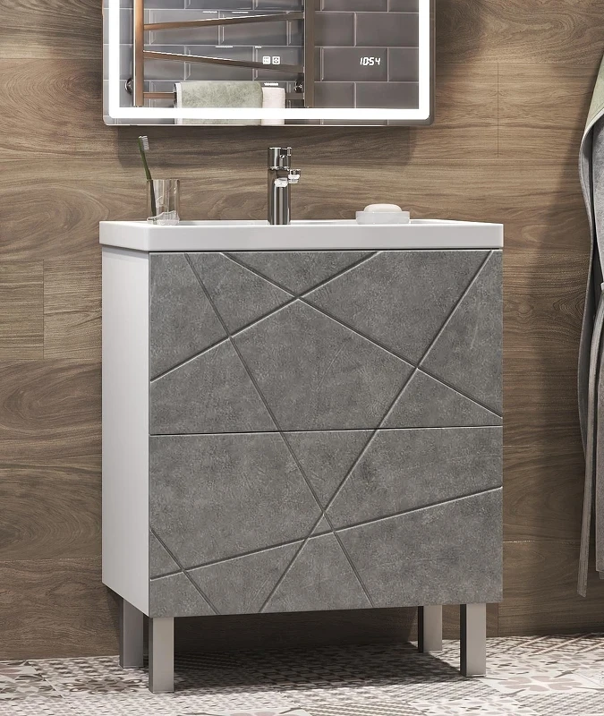 Тумба с раковиной Vigo Geometry 60 tn.bsf.GEO.FOS.60.2Y бетон-com цвет Бетон Белый