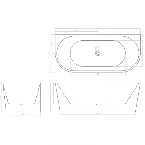 Акриловая ванна Ceruttispa Vettore W 170x75 CT9345 без гидромассажа