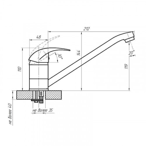 Смеситель для кухни Сантаком StOmega 3301-4 цвет Хром