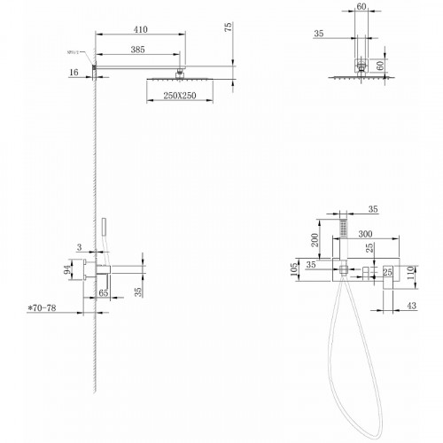 Душевая система Abber Daheim AF8218NG Никель латунь встраиваемый