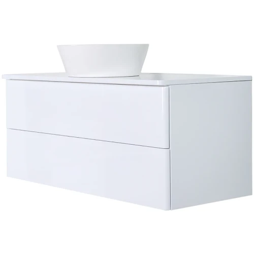 Тумба с раковиной Orange Otto 100 Ot-100TuMDF+B08-360W подвесная Белый глянец МДФ / ЛДСП