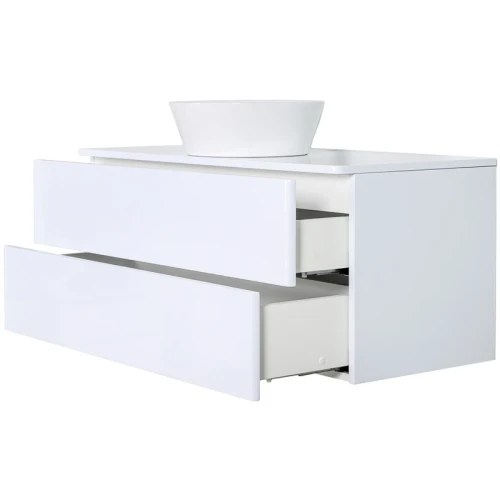 Тумба с раковиной Orange Otto 100 Ot-100TuMDF+B08-360W подвесная Белый глянец МДФ / ЛДСП