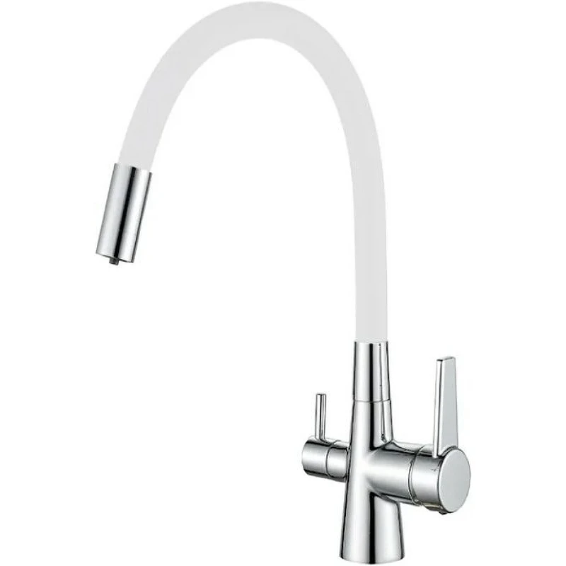 Смеситель для кухни Haiba HB76858-8 Хром Белый латунь
