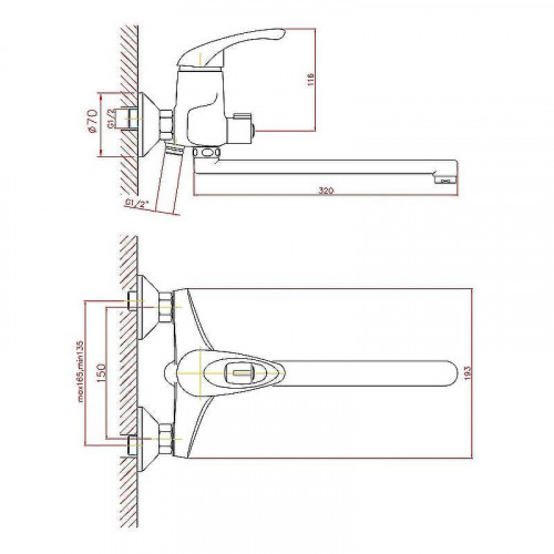 Смеситель для ванны Cron CN2203-8 Белый
