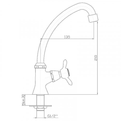 Кран для одного типа воды Rossinka Q02-60U Хром