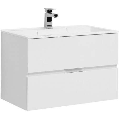 Тумба с раковиной Aquanet Алвита 80 238368 подвесная Белый глянец МДФ / ЛДСП