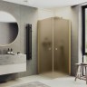 Душевой уголок Maybah Glass MGY-1298-3 800x800x1980 на монопетлях Золото стекло бронзовое матовое