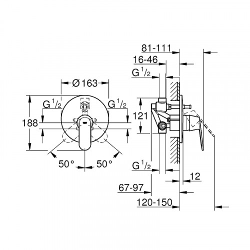 Смеситель для душа Grohe Eurosmart Cosmopolitan 32879000 Хром латунь встраиваемый