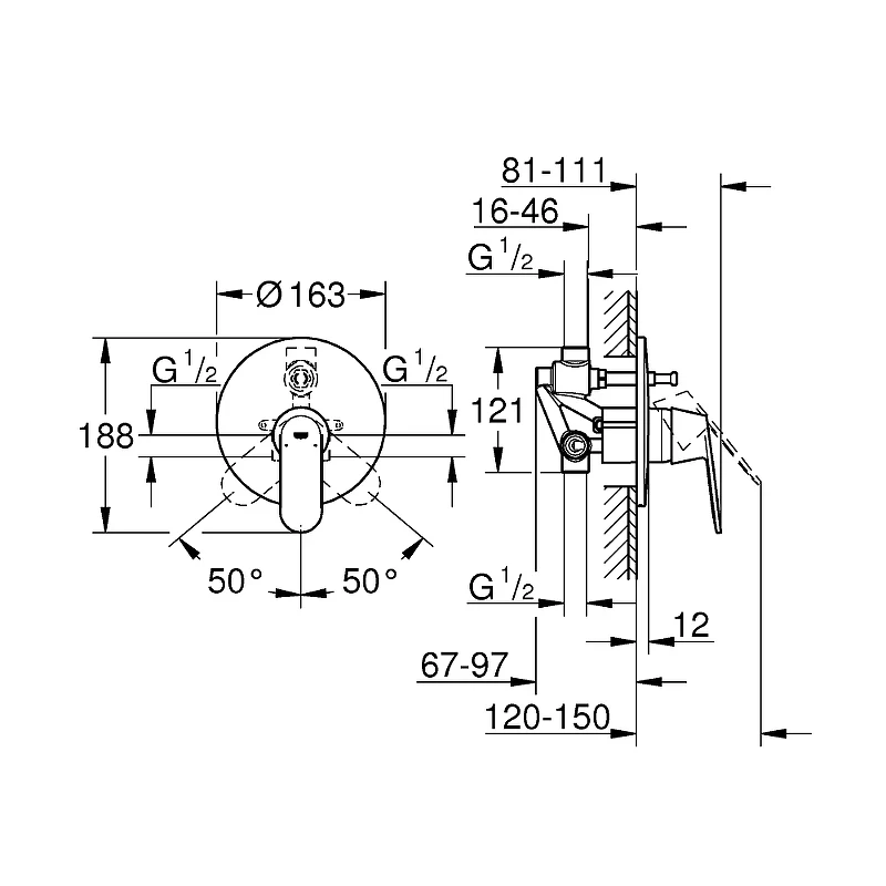 Смеситель для душа Grohe Eurosmart Cosmopolitan 32879000 Хром латунь встраиваемый