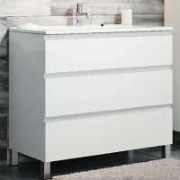 Тумба с раковиной SanVit Авеню-3 90 kavenu390 в цвете Ral Белый глянец МДФ / ЛДСП