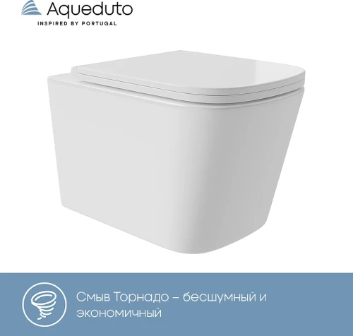 Унитаз Aqueduto Macio Plus MACT0210 подвесной Белый глянцевый с сиденьем Микролифт фарфор подвесной