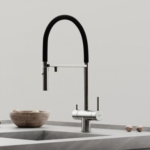 Смеситель для кухни Sancos Imola SC4010BNbh с черным изливом цвет Никель брашированный