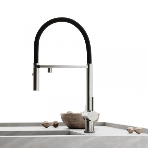 Смеситель для кухни Sancos Imola SC4010BNbh с черным изливом цвет Никель брашированный
