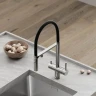 Смеситель для кухни Sancos Imola SC4010BNbh с черным изливом цвет Никель брашированный