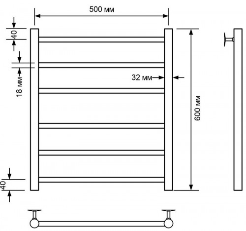 Водяной полотенцесушитель Comfysan Luce W-6 60x50 013363 Хром