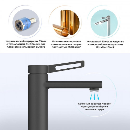 Смеситель для раковины Wellsee ONCE! and forever 182407000 цвет Черный матовый