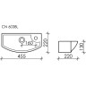 Раковина Ceramicanova Element 45 L CN6038L Белая фарфор подвесная