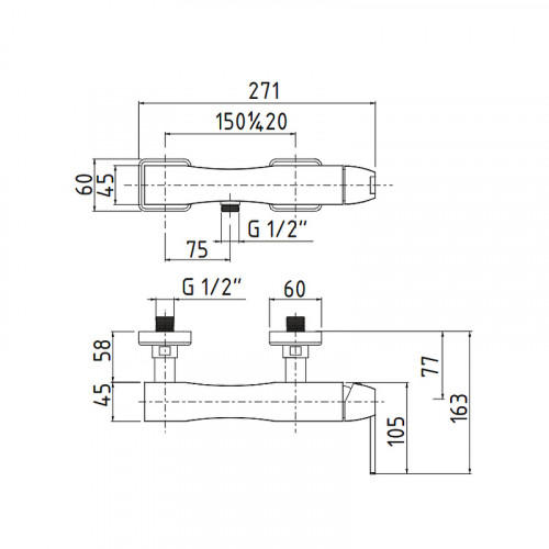 Смеситель для душа Migliore Opera 19040 Хром латунь на стену