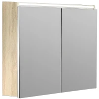 Зеркальный шкаф Boheme Armadi Art Vallessi 100 546-L с подсветкой Дуб светлый матовый МДФ / ЛДСП, стекло
