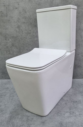 Унитаз компакт CeramaLux 2170AXMW Белый матовый с бачком и сиденьем Микролифт фаянс напольный