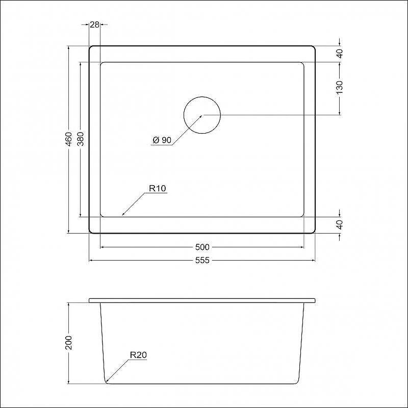 Кухонная мойка Emar Quartz 55,5 EMQ-1555.P цвет Барит