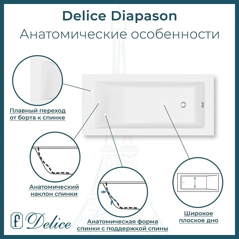 Ванна из искусственного камня Delice Diapason 160х70 DLR330004-M цвет Белый