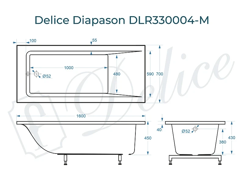 Ванна из искусственного камня Delice Diapason 160х70 DLR330004-M цвет Белый