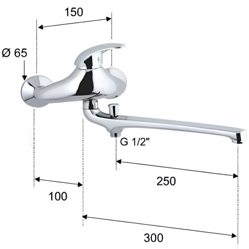 Смеситель для ванны Remer Ten T46 универсальный Хром латунь на стену