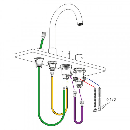 Смеситель на борт ванны Timo Saona 2330/18Y с термостатом Черное золото латунь