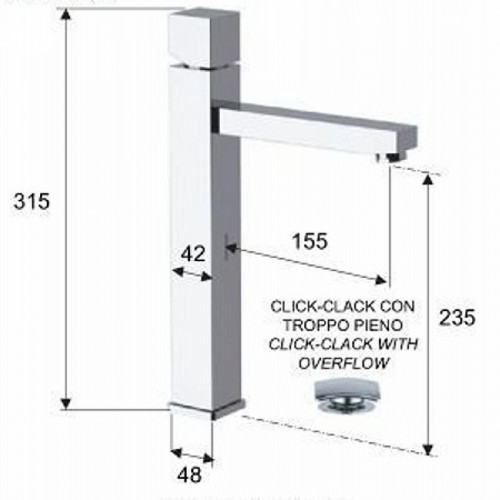 Смеситель для раковины Remer SQ3 S10L Хром латунь