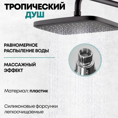 Душевая система Grocenberg GB7038BL с термостатом Черная матовая