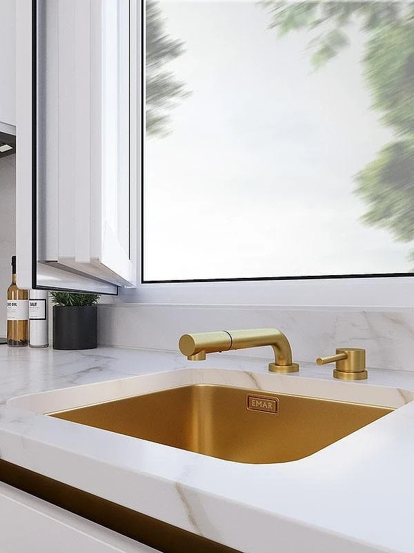 Смеситель для кухни Emar PVD ЕС - 7027 PVD цвет Golden