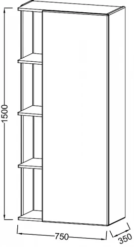 Шкаф пенал Jacob Delafon Terrace 75 R EB1741DRU-274 подвсеной цвет Черный глянцевый