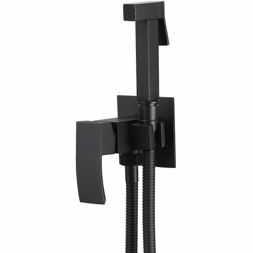 Гигиенический душ со смесителем Abber Wasserfall AF8625B Черный матовый латунь на стену