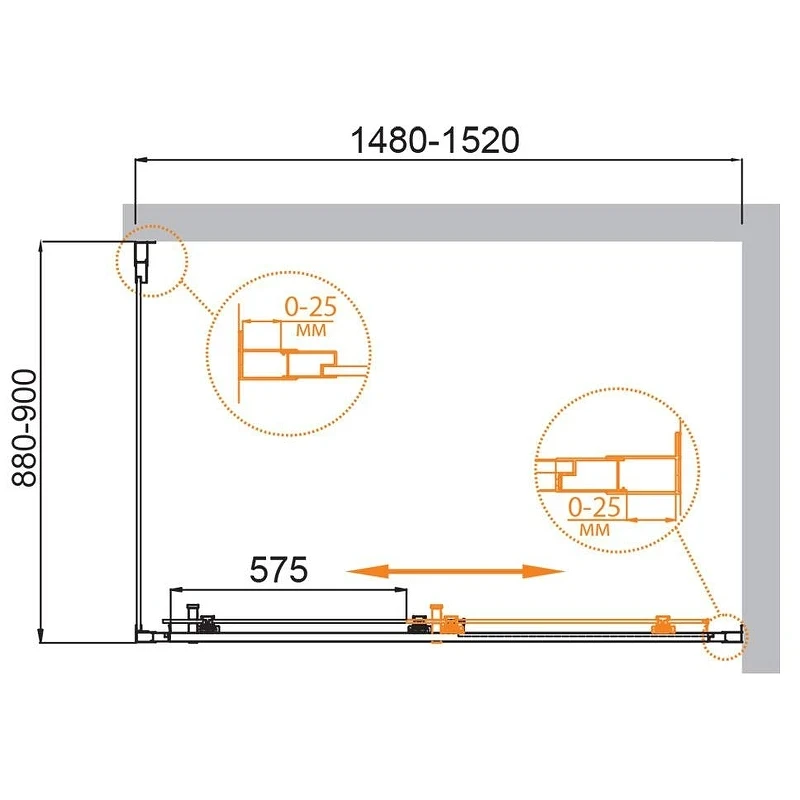 Душевой уголок Cezares Molveno 150x90 MOLVENO-AH-11-150/90-C-BORO-IV профиль Брашированное золото стекло прозрачное