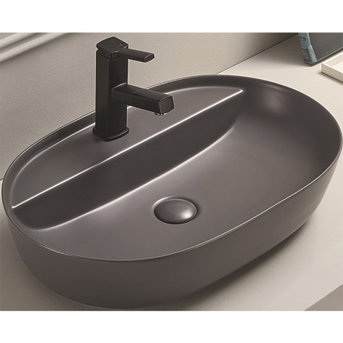 Раковина-чаша CeramaLux 62 78325XMDH Серая матовая фаянс накладная