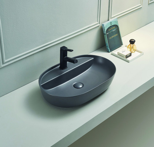Раковина-чаша CeramaLux 62 78325XMDH Серая матовая фаянс накладная