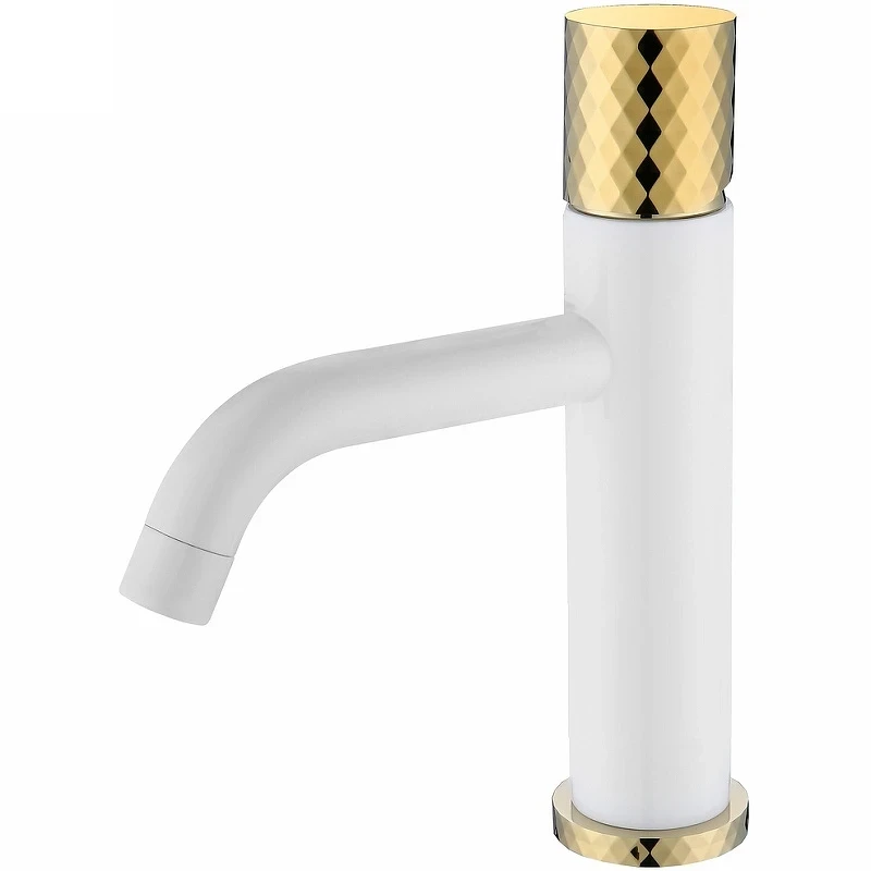 Смеситель для раковины Boheme Stick 121-WG Белый Золото латунь