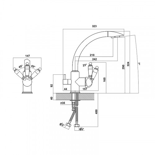 Смеситель для кухни Florentina Шале 333.25H.2113.206 цвет Брауни