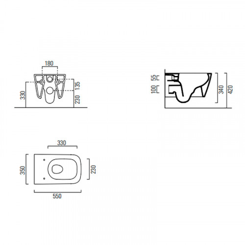 Унитаз GSI Nubes 961509 подвесной Белый матовый без сиденья фаянс подвесной
