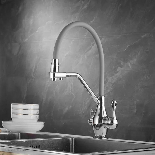 Смеситель для кухни Rose R858 цвет Хром Серый