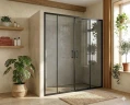 Душевая дверь Maybah Glass MGD-1829-6 1900x1950 двустворчатая раздвижная профиль Черный стекло графитовое