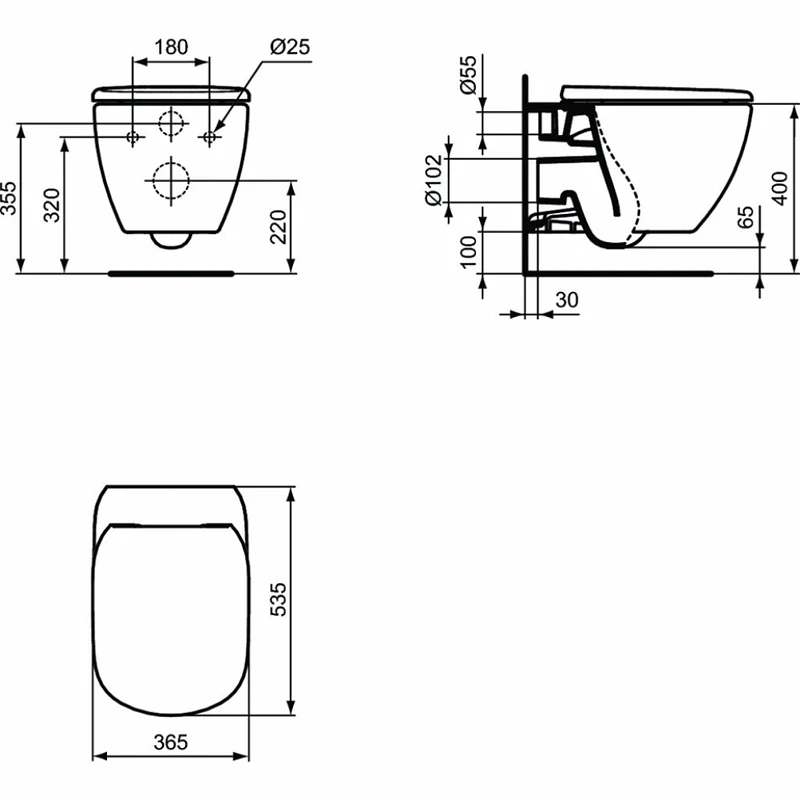 Комплект унитаза с инсталляцией Ideal Standard Tesi Aqua Blade TT00002/115AC с сиденьем Микролифт и Белой клавишей смыва фарфор подвесной