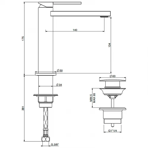 Смеситель для раковины Gattoni Color 8044/80C0 Хром