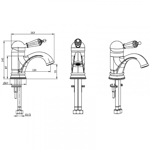 Смеситель для раковины Boheme Imperiale Presente 321 Золото латунь