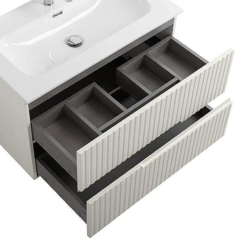 Тумба с раковиной Cezares Duet-N 80 DUET-N-800-2C-SO-AS-P+Duet 80 CZR-8095-80 подвесная Альпака брашированная