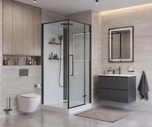 Душевая кабина BelBagno Uno 90х90 R UNO-CAB-A-1-90-C-NERO-Bi-TOP-R без гидромассажа